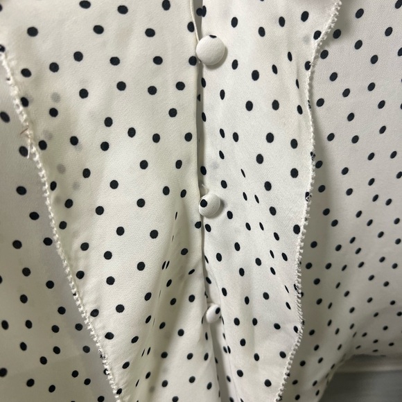 Anthropologie Maison d’Amelie Polka Dot Ruffle Blouse Twee Coquette Delicate - Picture 4 of 7